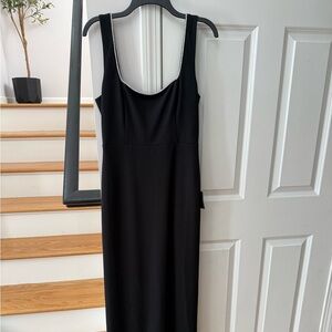 Lulus Timeless Poise Black Rhinestone Square Neck Backless Maxi Dress